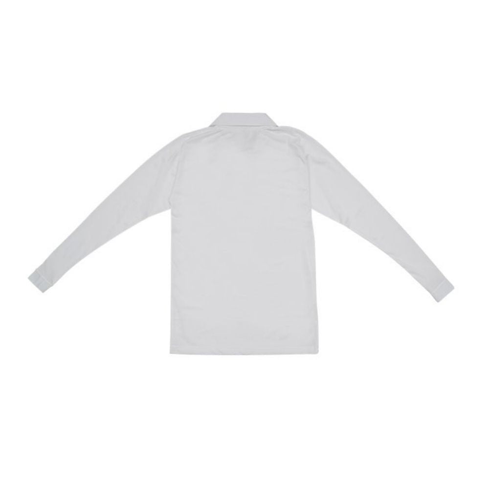 Budak Baek Logo Long Sleeve Polo Unisex Tee - White – Showcase